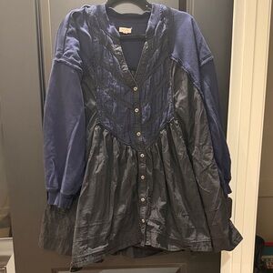 Pilcro Navy and Black Button-Up dress